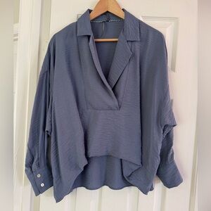 Anthropologie Slate Blue Blouse